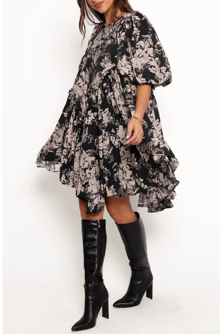 Petal & Pup "Zinta" Floral 100% cotton Print Trapeze dress.
